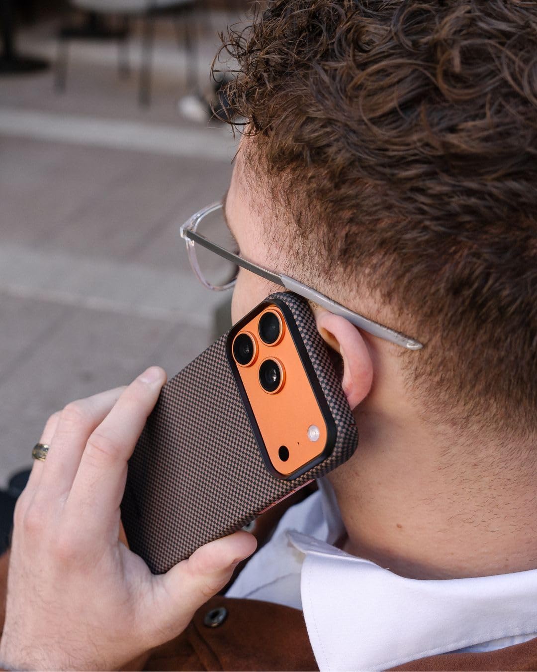 Thinborne Compatible with iPhone 17 Pro Max Case, [600D Aramid Fiber] [Mag Magnetic] [Extremely Thin] [Minimalist Style] [Carbon Fiber Textures] - Black/Gold