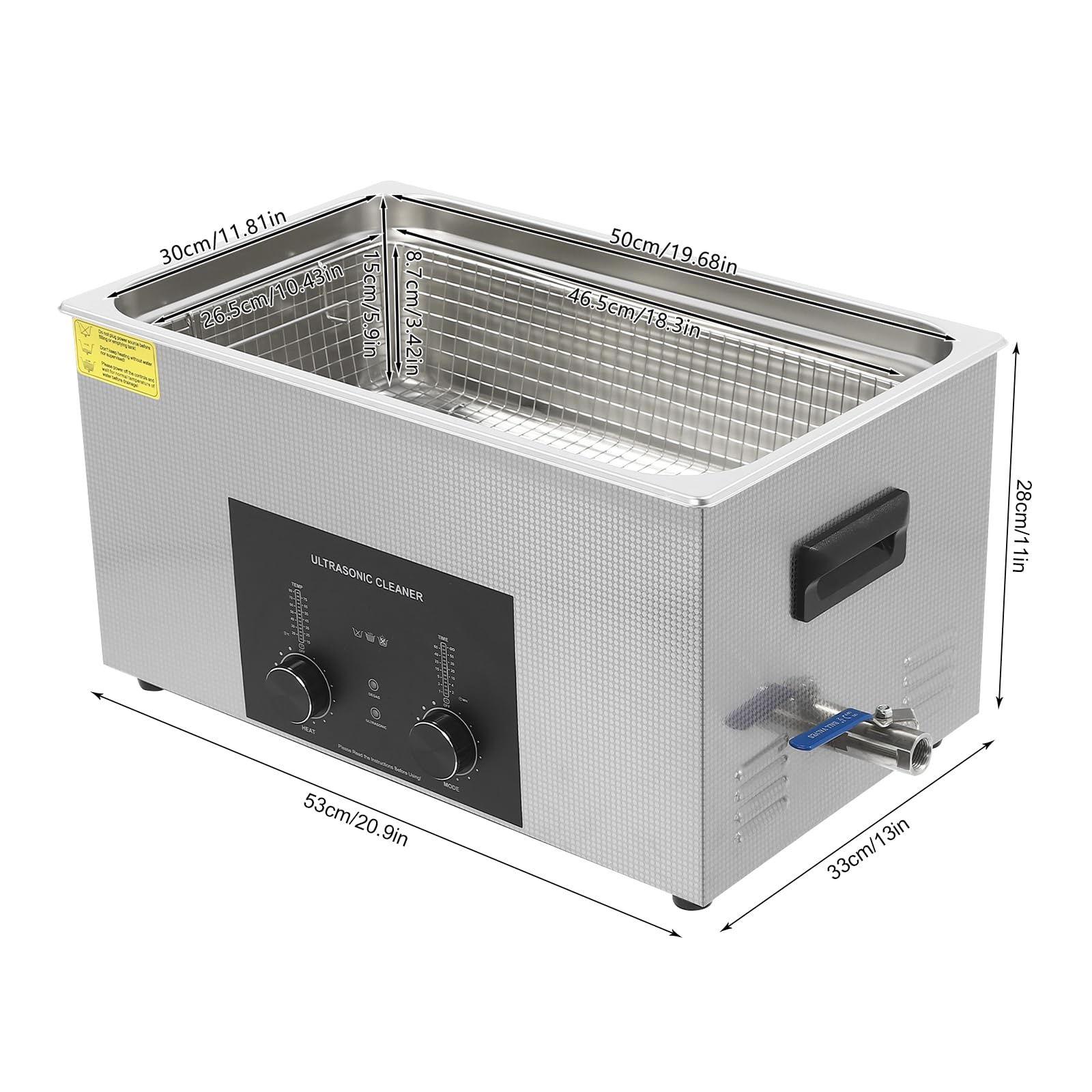 Ultrasonic Cleaning Machine 40Khz 5.81Gal Professional Ultrasonic Jewelry Cleaner with Temperature and Time Control Portable Ultrasonic Carburetor Cleaner for Auto Parts Dental Instruments Eyeglasses