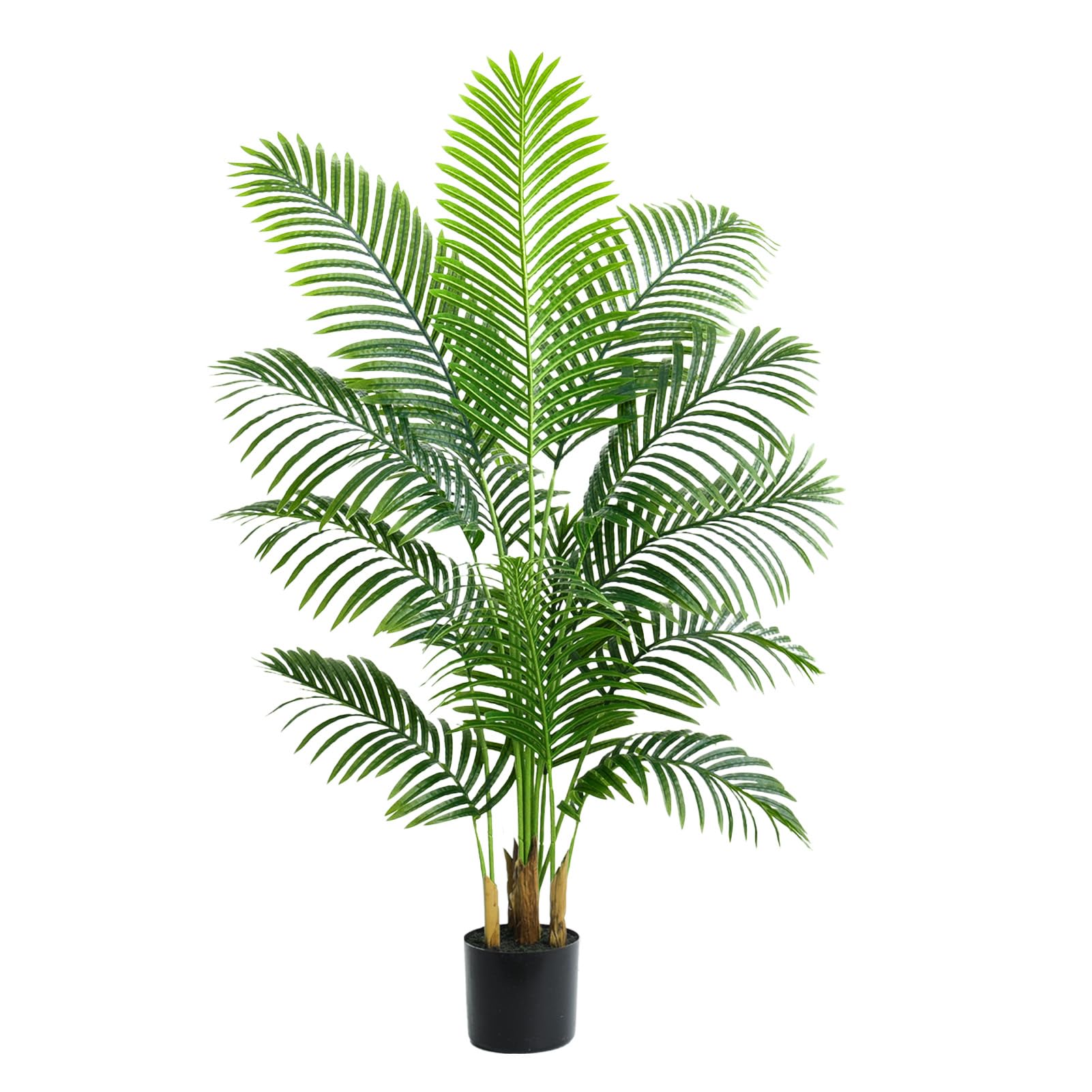 Artificial Fake Palm Tree with 18 Trunks and Real Bark Design, Premium Polyester,Tropical Paradise Palm Tree in Pot (black, 150 CM)