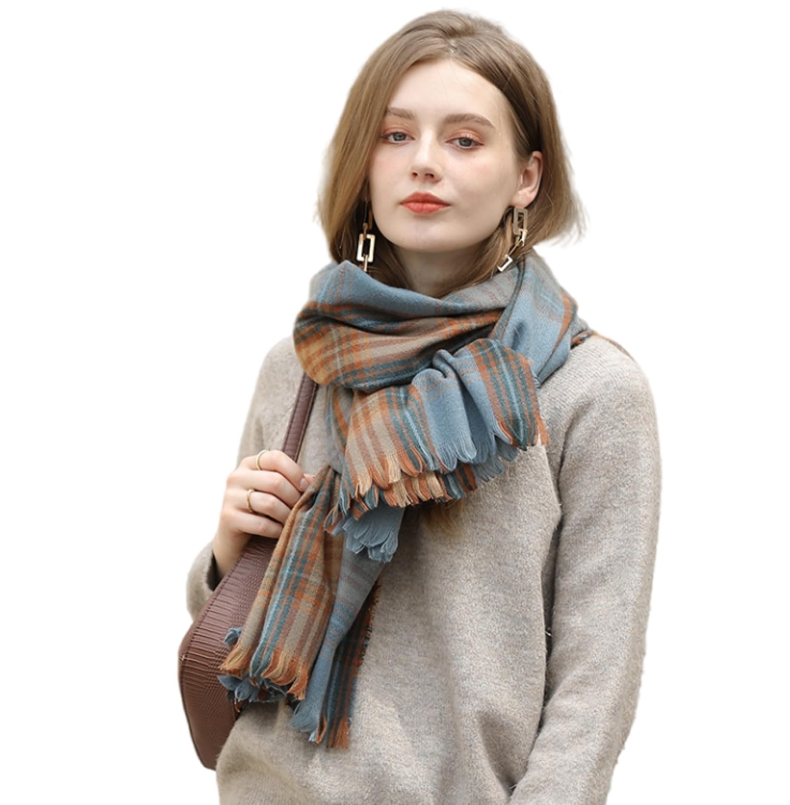 Schal Mütze Damen Halstuch Herren Schals Poncho Schal Damen Winter Quaste Kaschmir Plaid Schal Warmer Schal Halstuch