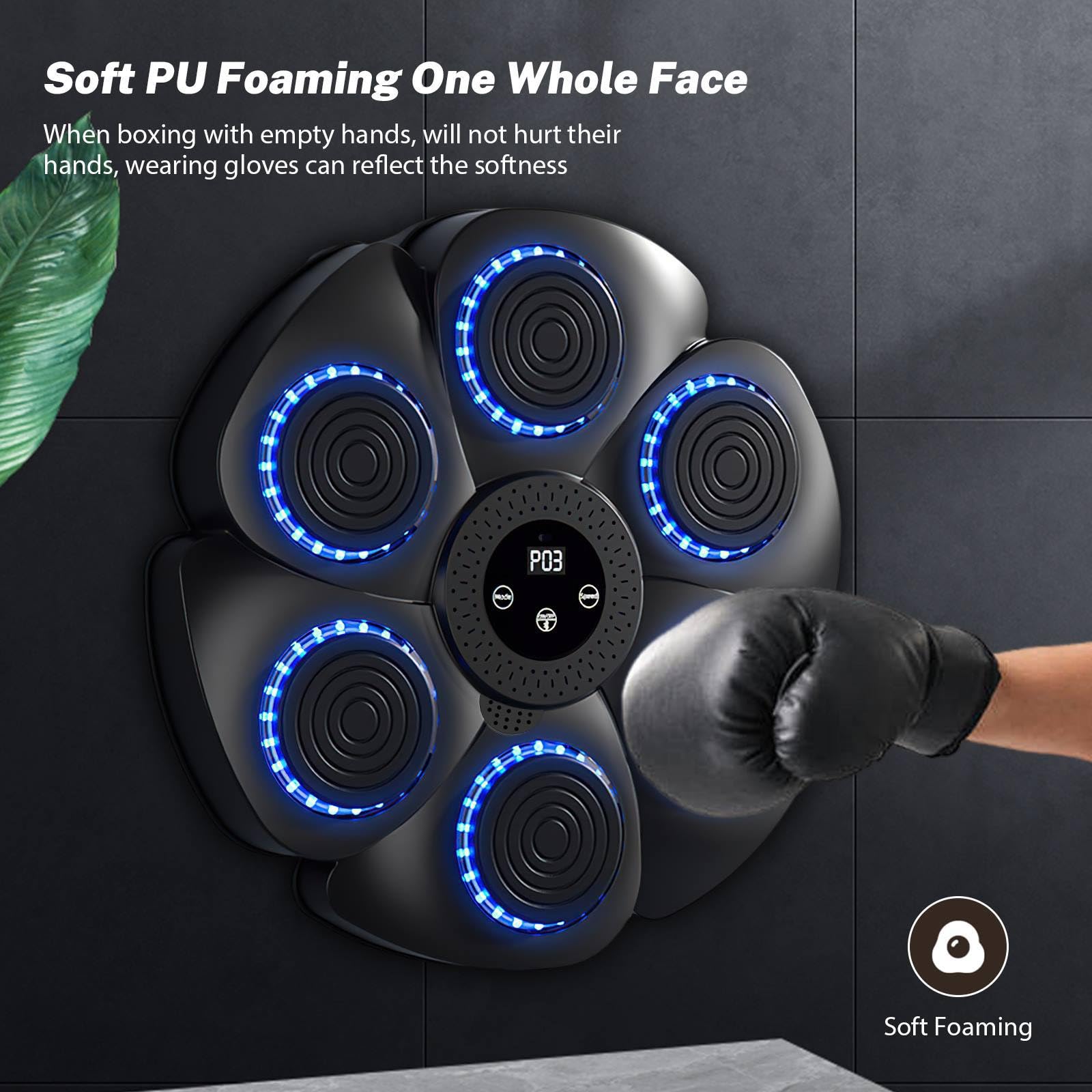 Machine de boxe intelligente Bluetooth avec écran LED, boîte murale, gants de boxe, 9 modes de vitesse et mode comptage