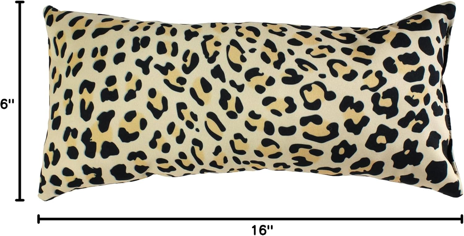 College Covers Animal Print Pillows Decorative Pillow, 16" X 6", Leopard Tan/Black