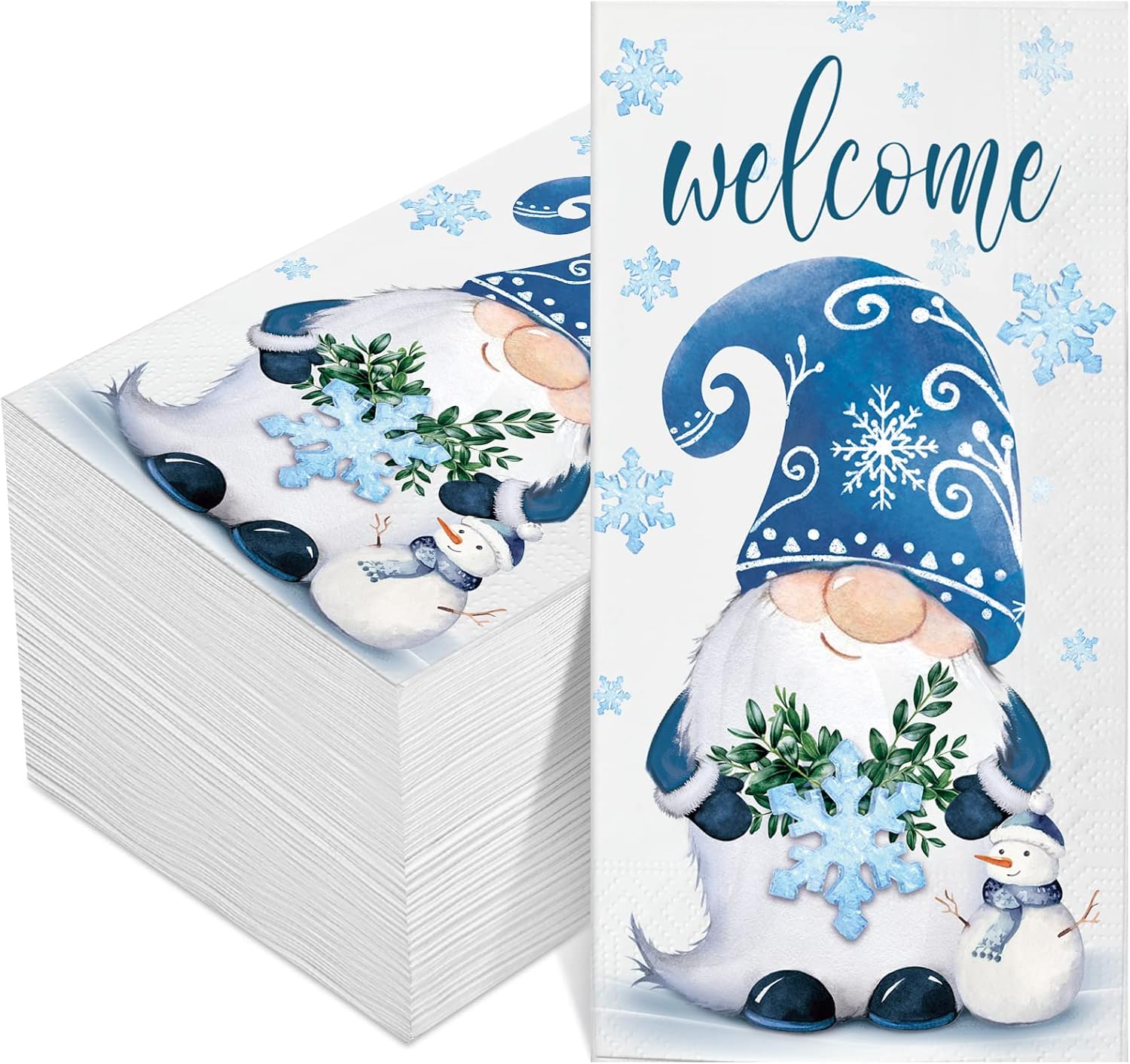 100 Packs Christmas Gnome Paper Guest Napkins Christmas