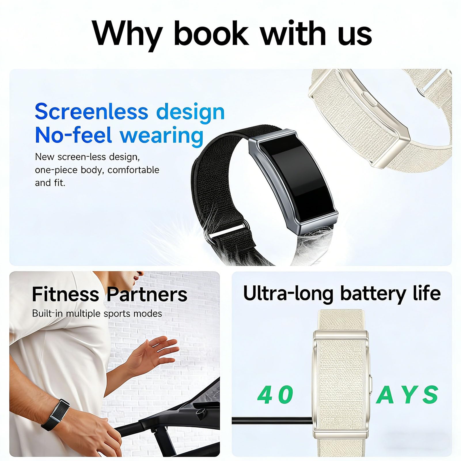 findtime Fitness Tracker d'Activité Bluetooth Sport Bracelet Suivi Sommeil Cardio Étanche 10+Modes de Sport 20 Jours de Batterie