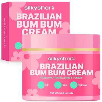 SilkyShark Bum Bum Cream 150ml / 5.07 fl oz, Moisturizing Body Cream with Collagen, Caffeine & Botanical Extracts, Bumbum Cream for Smoother-Looking Skin & All Skin Types