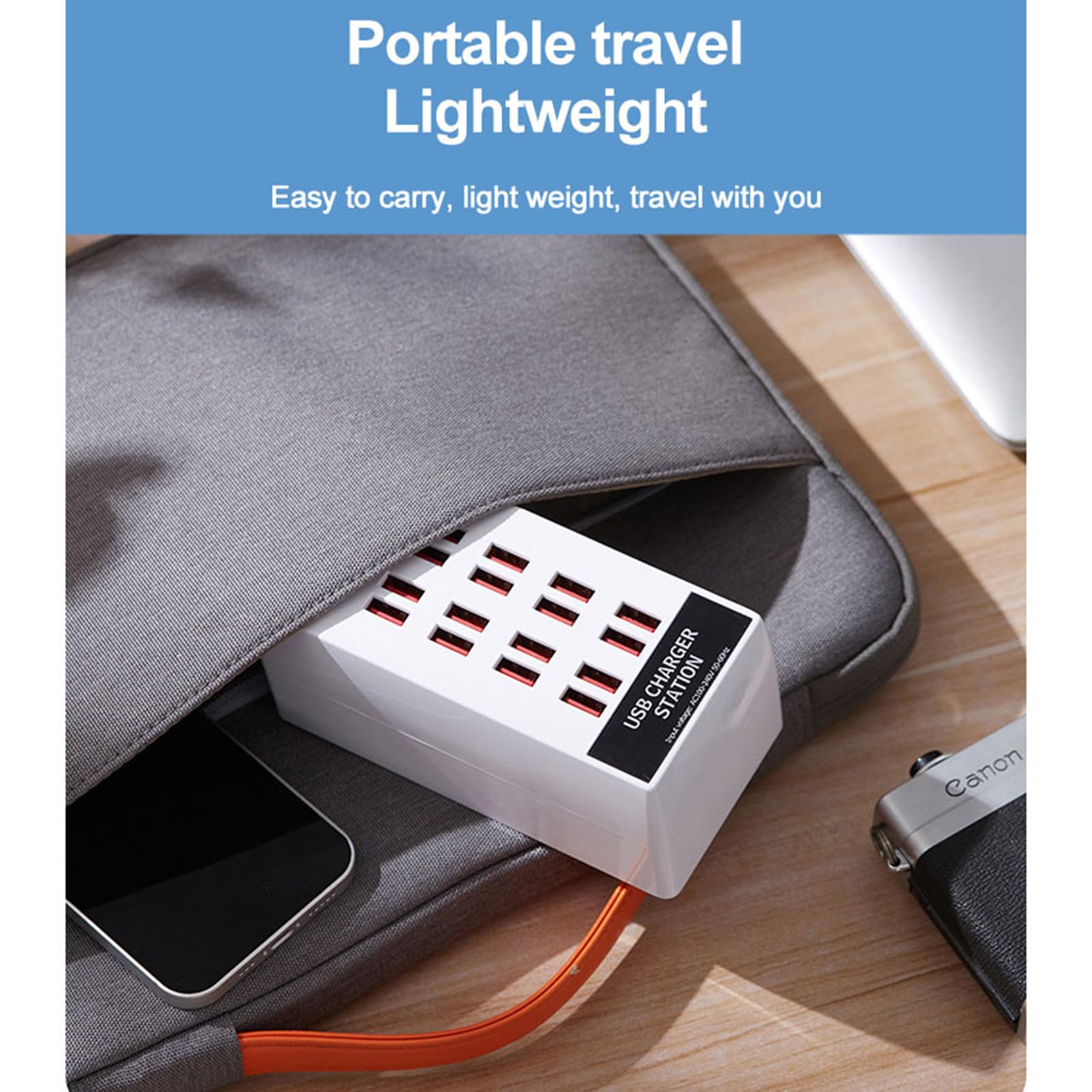Estación de carga USB de 100 W, estación de carga rápida multipuerto 20, cargador USB de escritorio Universal para teléfonos y tabletas, adaptador de corriente