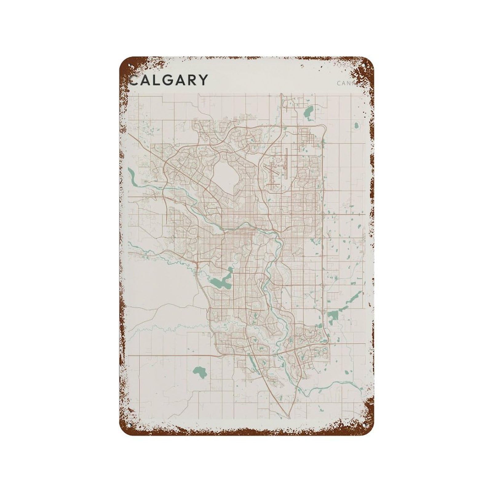 xiaoxiaoshen Calgary Map of Travel Canada Alberta (3) Wall Decor Art Metal Tin Poster Modern Home Decor Art Home Bar Shop Decorations Vintage Sign 30x20cm
