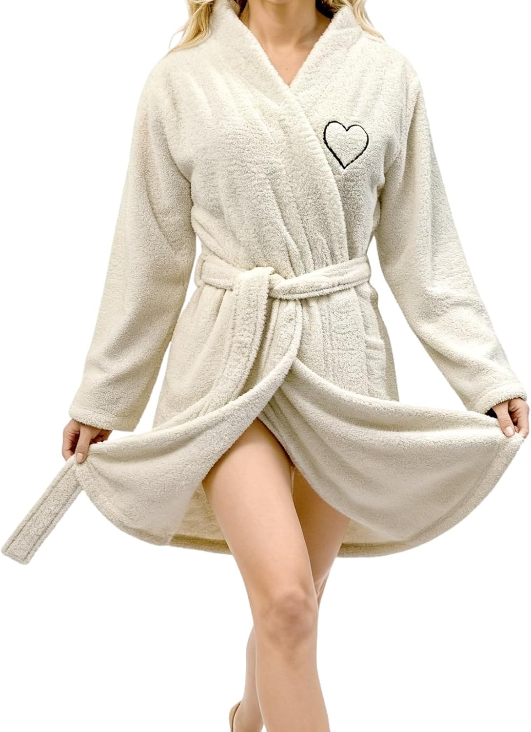 Lightweight Soft Terry Cloth Robes for Women after Shower, Short Cozy Bathrobe