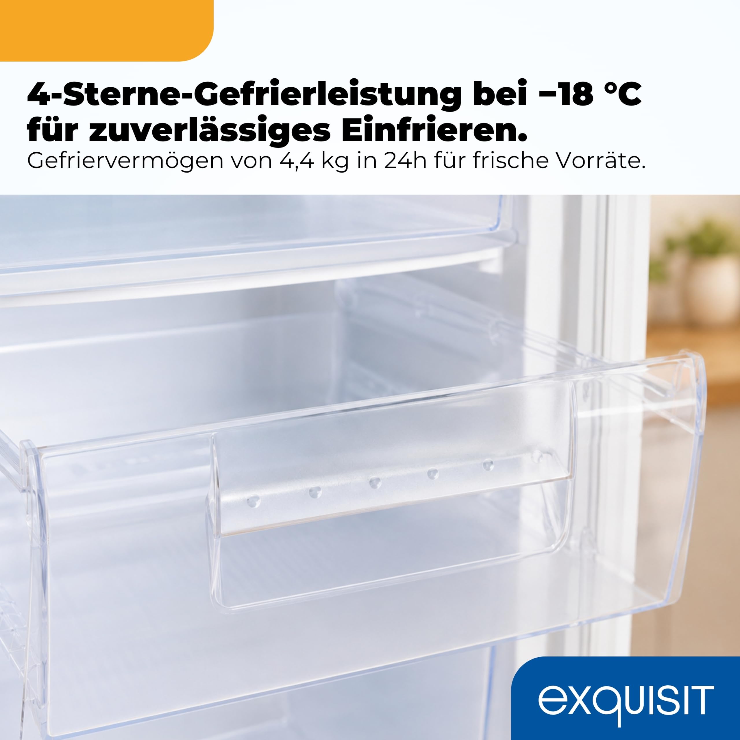 Exquisit GS512-040E Gefrierschrank 91 l Tiefkühlschrank Weiß Kompakter Freezer 4-Sterne-Gefrierfach