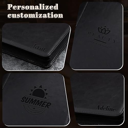 Miniatura 2 de AZXCG Portafolio de currículum, organizador de carpetas de negocios con cremallera y acabado mate de piel sintética, color negro (personalizable)