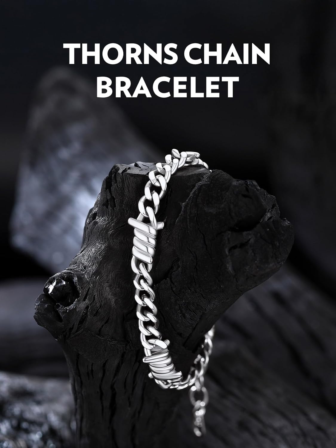 Bandmax Barbed Wire Chain Bracelets for Men Women Stainless Steel/Black/Gold Thorn Cuban Link Chains Bracelet Adjustable Punk Emo Style Jewelry - Image 2