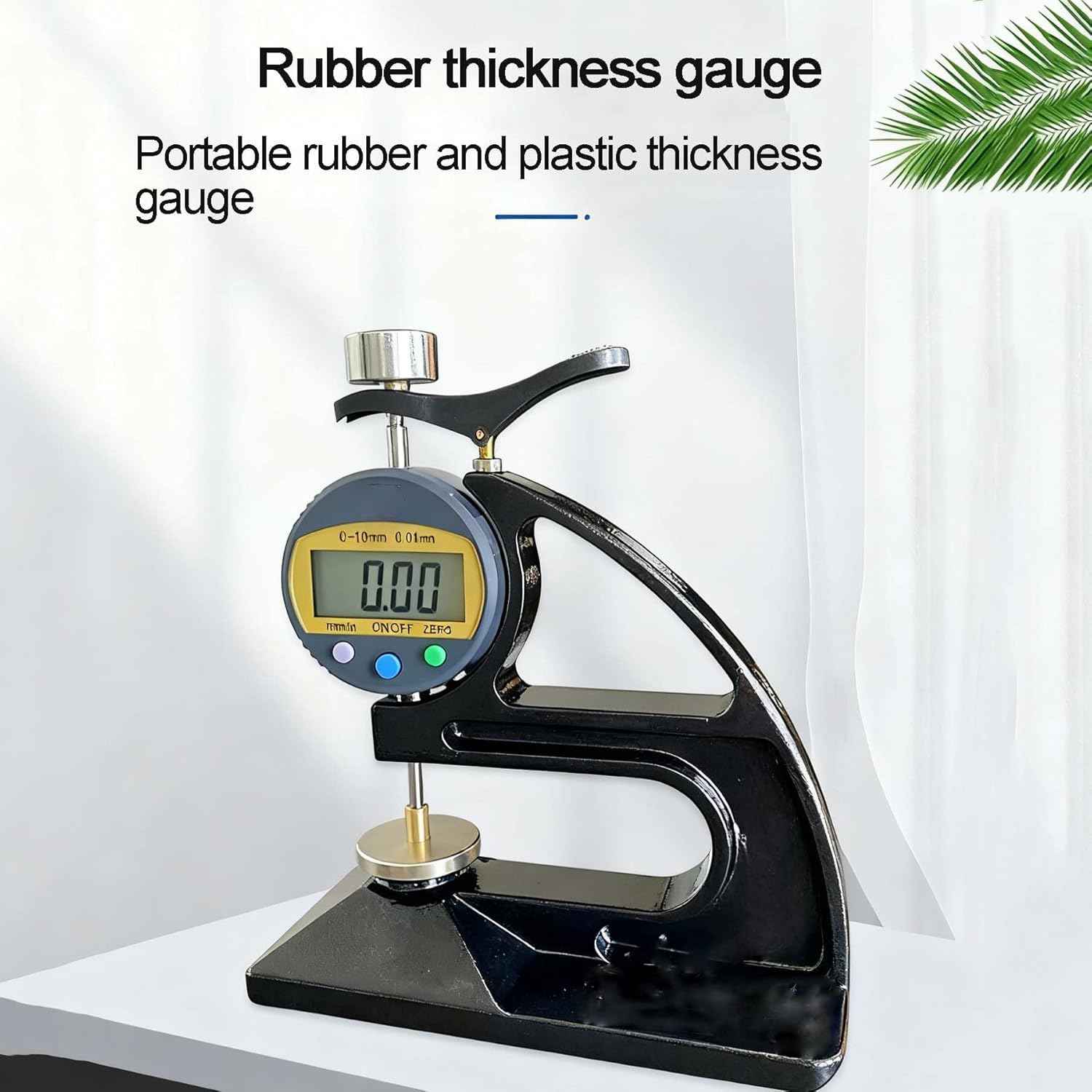 Misuratore di spessore portatile in gomma e plastica, misuratore di spessore digitale, gamma 0-10 mm, risoluzione 0,01 mm, piede di misurazione da 6 mm, display LCD per cavi, gomma, plastica