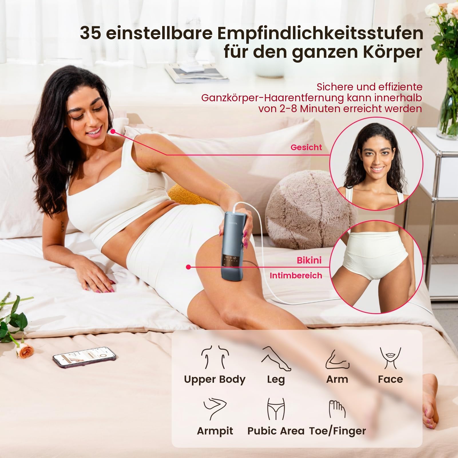 TRIPLE-Pulse IPL Laser Haarentfernung, Komfort 2.8 °C Saphir Eiskühlung Haarentfernungsgerät für Frauen und Männer, Effektive, Permanente, Alternative zur Salon-Haarentfernung zu Hause (Marineblau)