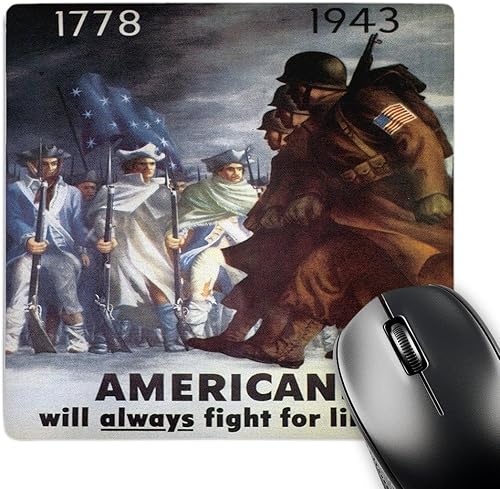 3dRose LLC - Alfombrilla para mouse (8 x 8 x 0,25 pulgadas), diseño vintage americanos siempre lucharán por la libertad 1778 (mp_149471_1)