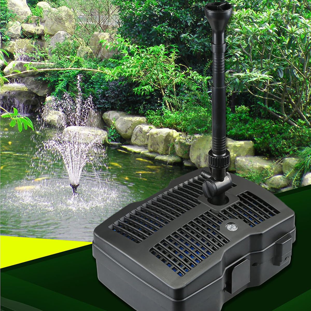 660GPH Submersible Pump Pond Fountain with Inside Filter and RGB Colorful LED Light, Multiple Water Fountain Spray Nozzles Kit for Garden PondIndoor and Outdoor Landscape (Fountain+U-V bulb)