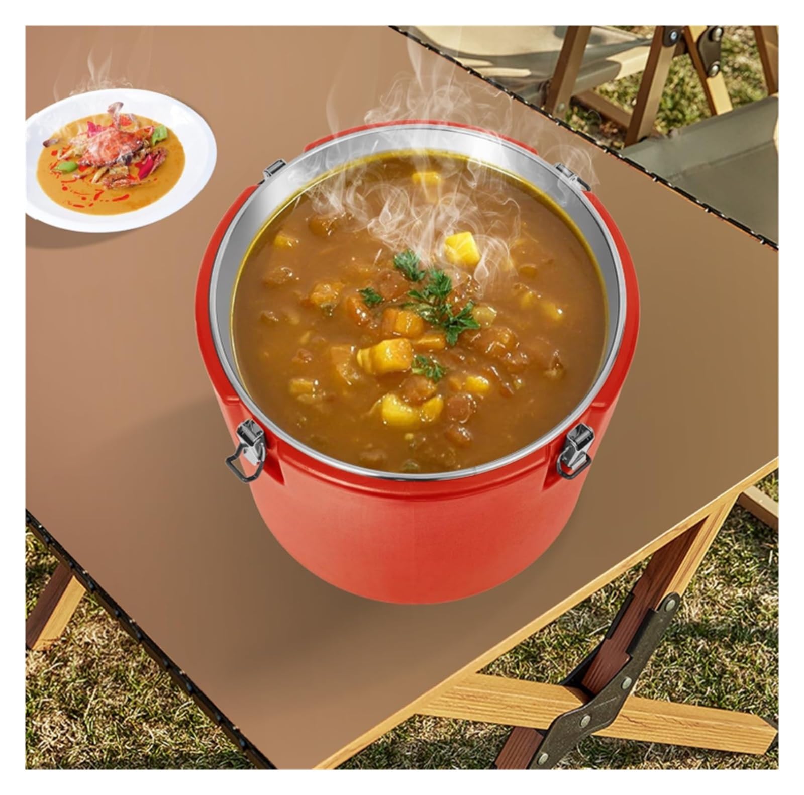 Récipient à Soupe isolé Portable Chaud et Froid Seau a glacon | Grands chauffe-plats à seau isolé, for les fêtes dans les restaurants