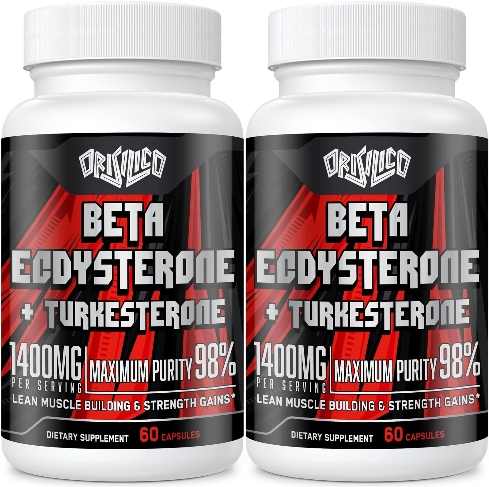 1400mg Beta Ecdysterone and Turkesterone Supplements, Maximized 98% Beta Ecdysterone & 20% Turkesterone Extract for Muscle Mass,Strength, Protein Synthesis, 120 Capsules