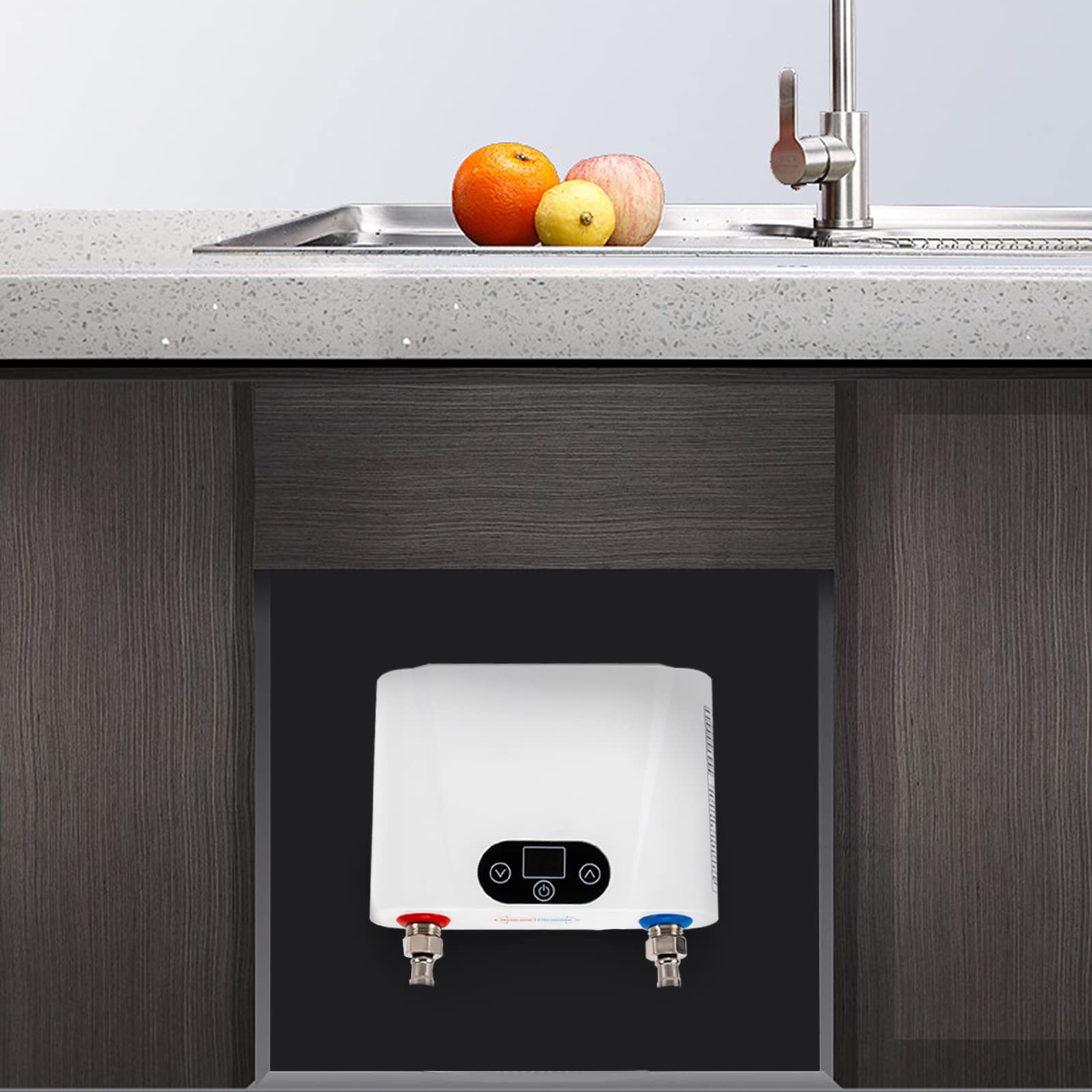 Calentador de agua eléctrico instantáneo de 220 V, 5,5 kW, electrodoméstico para cocina, montaje en pared, pantalla táctil, control, rango de temperatura de 30 a 55 grados, para agua caliente directa