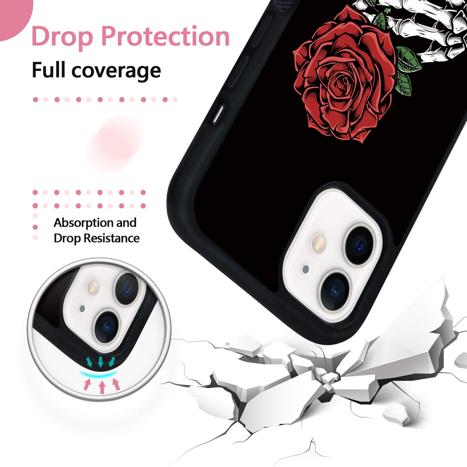 Amazon.com: FANXI Gothic Rose Phone Case Compatible with iPhone 12
