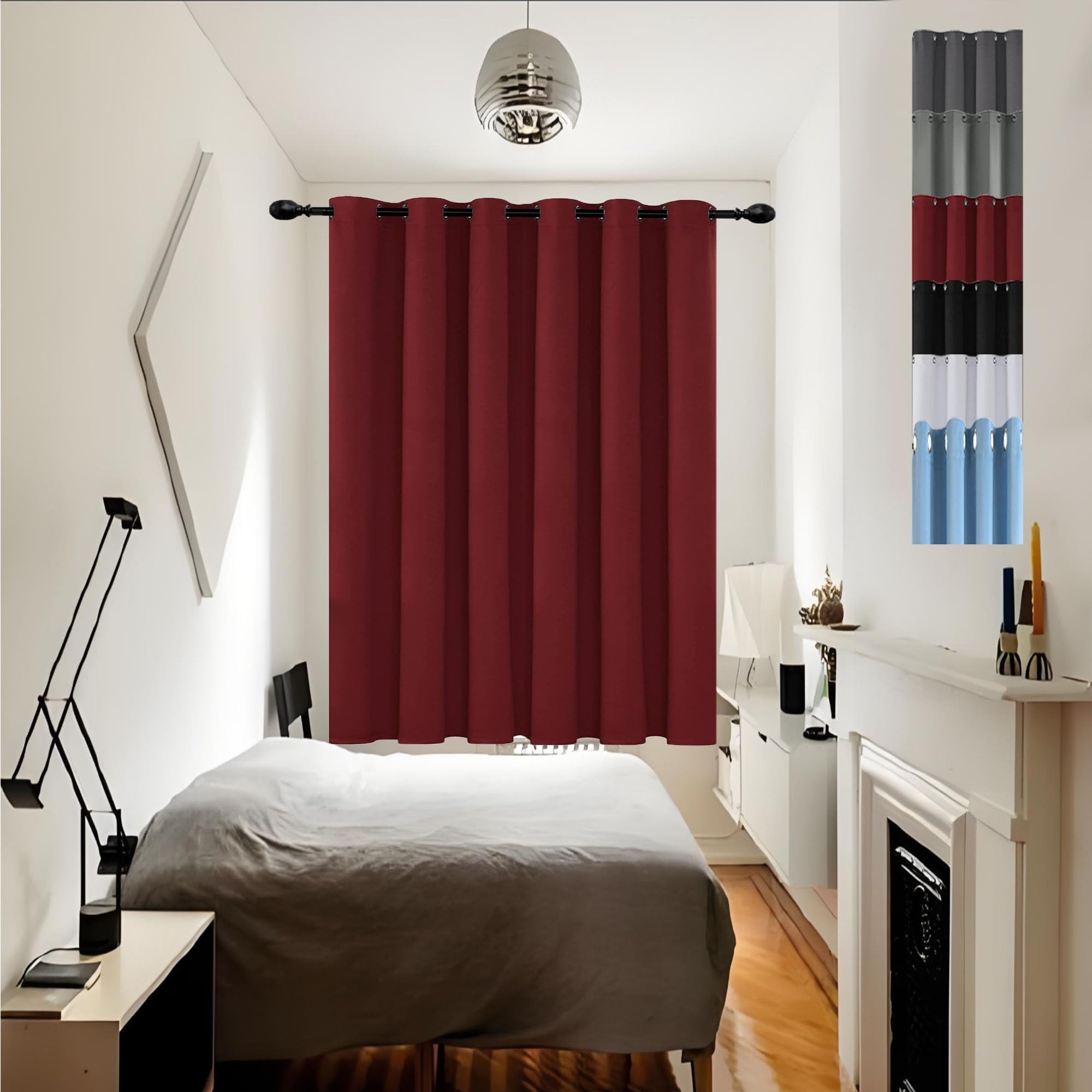 GOUSUN Eyelet Blackout Curtains 105 x 110 cm Decorative Blackout Curtains Thermal Blackout Curtains Thermal Insulated Crushed Velvet Curtains for Bedroom,1 Panels, Red
