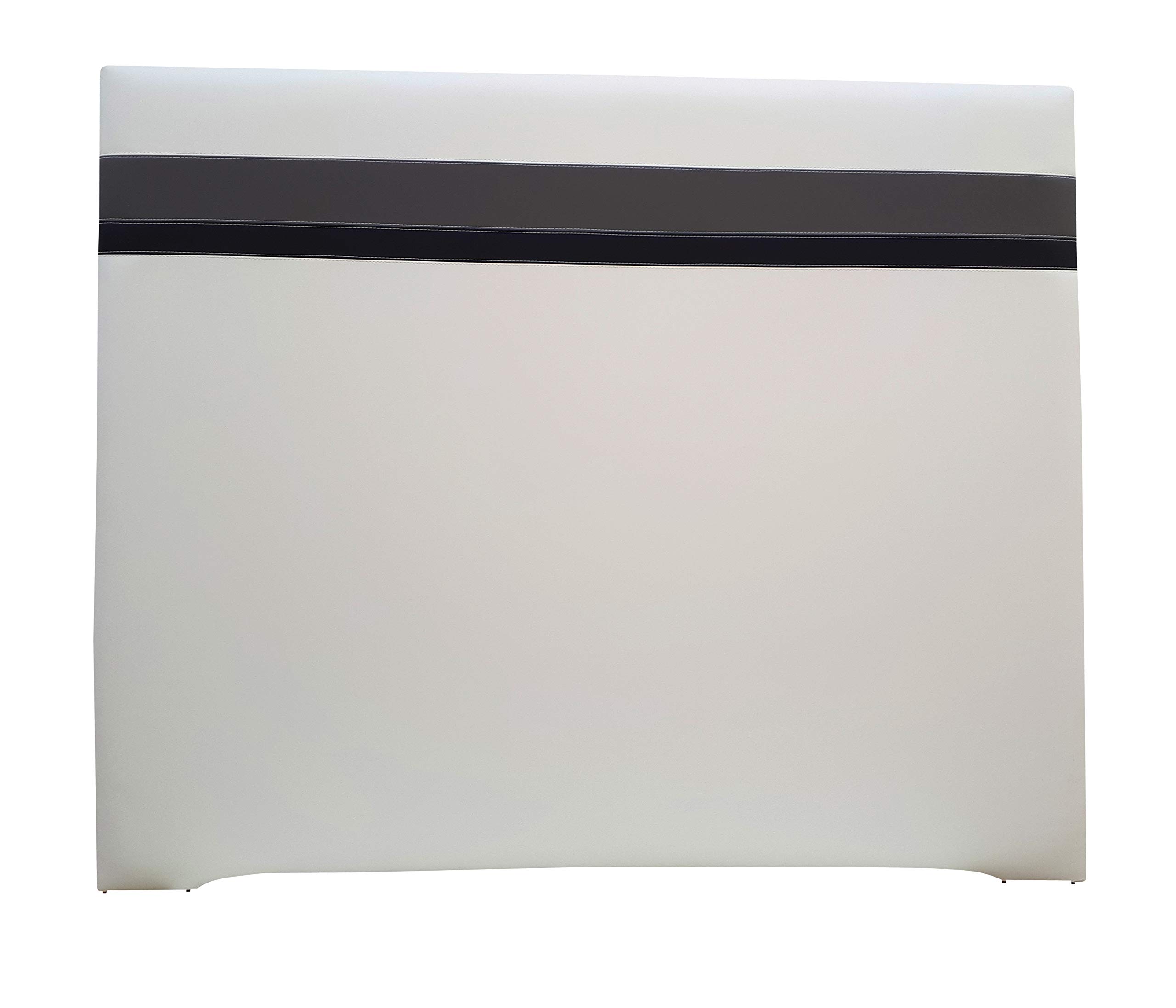 ONEK-DECCO Cabecero en Polipiel Mod. Bristol Largo Acolchado de Espuma de niño, Juvenil y Matrimonio, Cabezal Altura 125cm. (90x125, Blanco-Negro-Dorado)