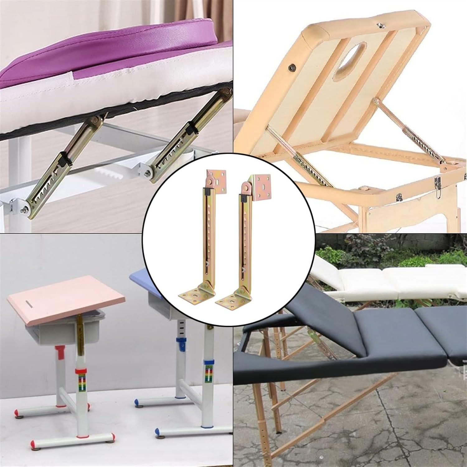 1 Pair of Angle Desk Lifting Rods, 10 Gear Adjustable Angle Hinges, Cabinet Door Lifting Support Hardware