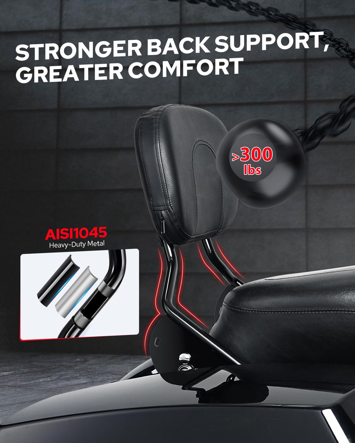 Benlari Respaldo del pasajero, barra Sissy Bar desmontable de liberación rápida, respaldo para Harley Davidson Street GlideElectra Glide Road Glide Road King 2009-2024, negro