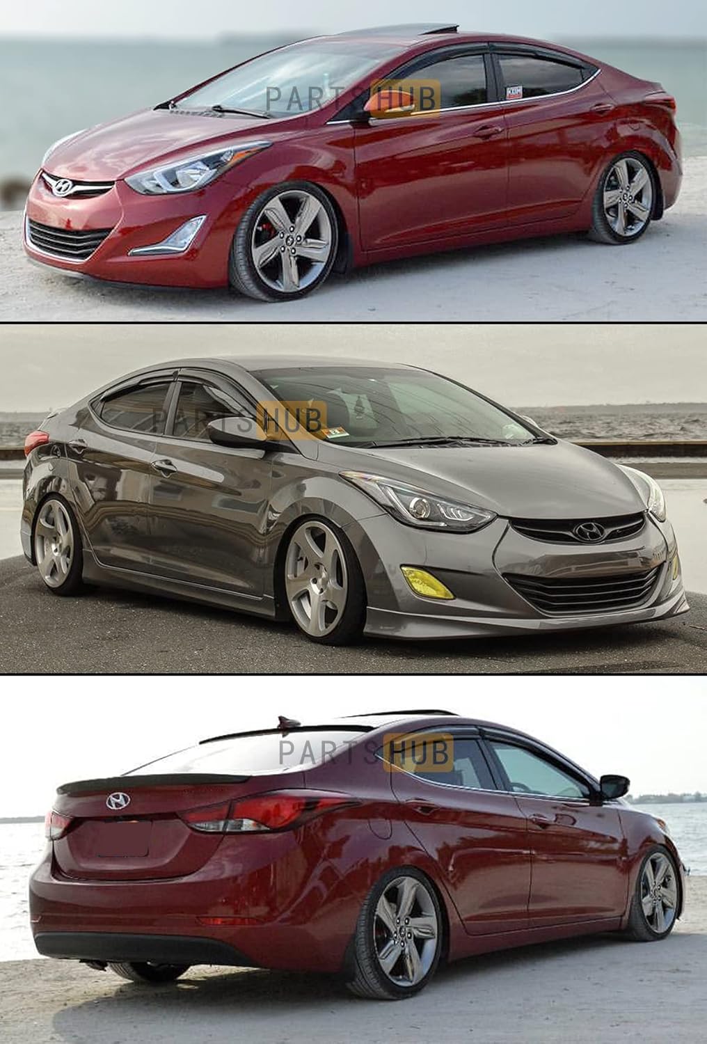 Fits for 2011-2016 Hyundai Elantra KDM Wavy Mugen Style Window Visors Rain Guard Deflectors