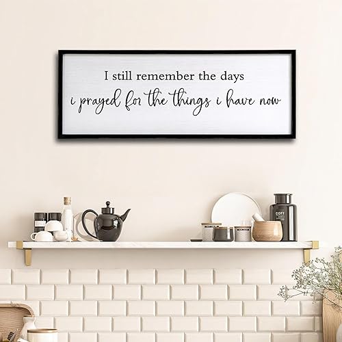 Miniatura 5 de Letrero enmarcado de madera con texto en inglés "I Still Remember The Days I Prayed", para decoración de pared, 24 x 10 pulgadas, para el hogar,