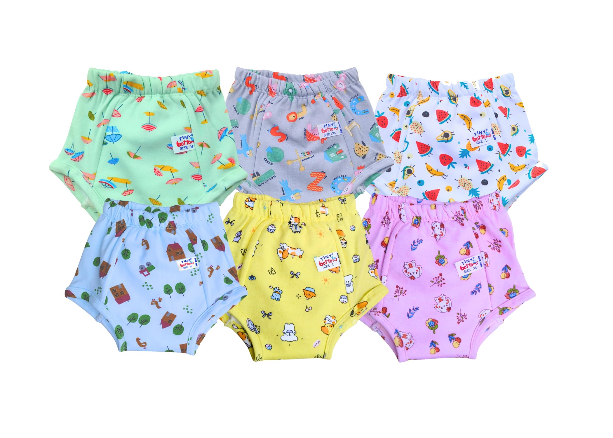Baby Reusable Diapers & Nappies ? 100% Cotton, Soft & Easy to Fit (Green, Grey, White, Sea Blue, Yellow, Lavender) ? XL-picture-33