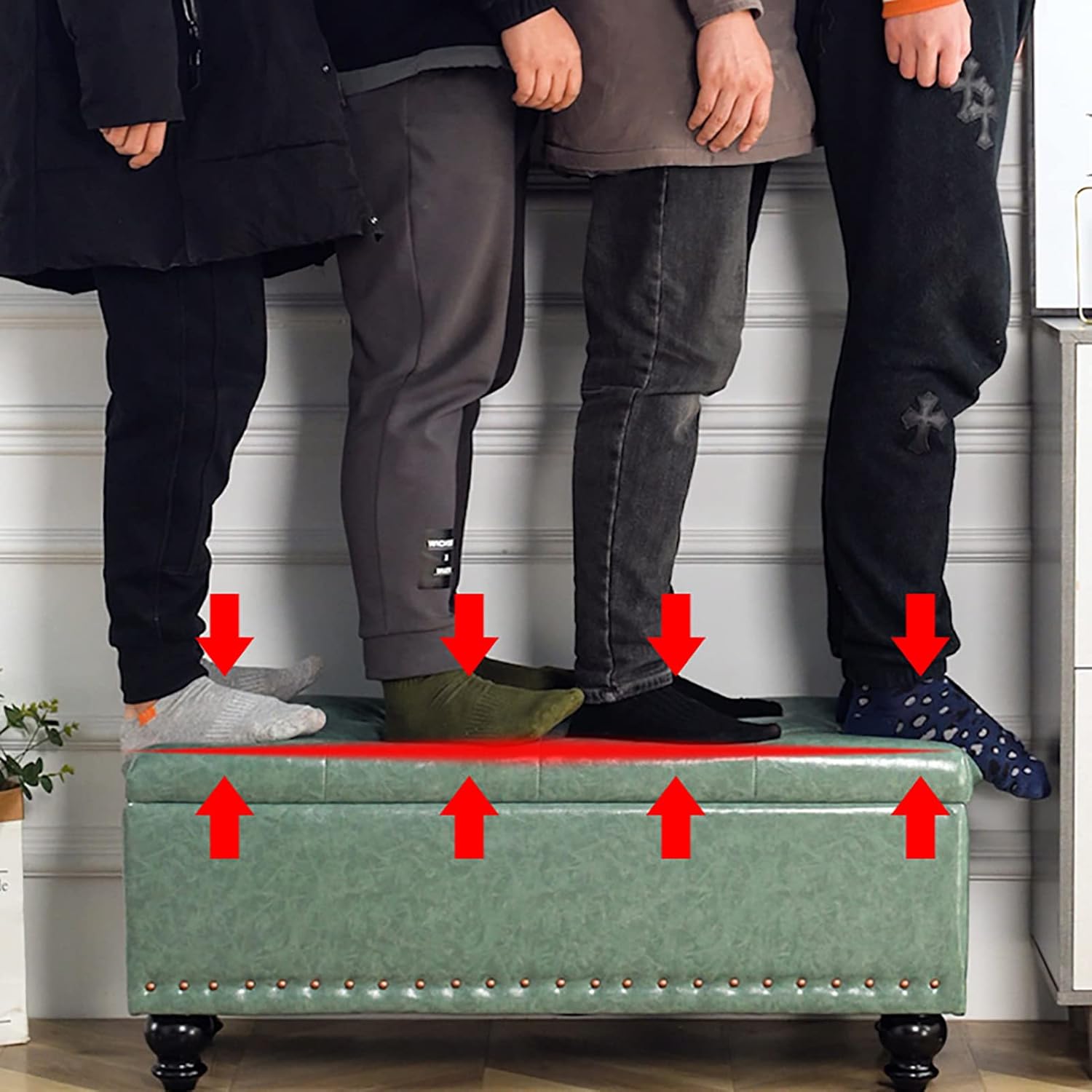 Footstool Faux Leather Bench with Lid Storage Boxes Footrest Stool Storage Bench Decorative Furniture for Living Room Entryway R 100x40x43cm(39x16x17inch)