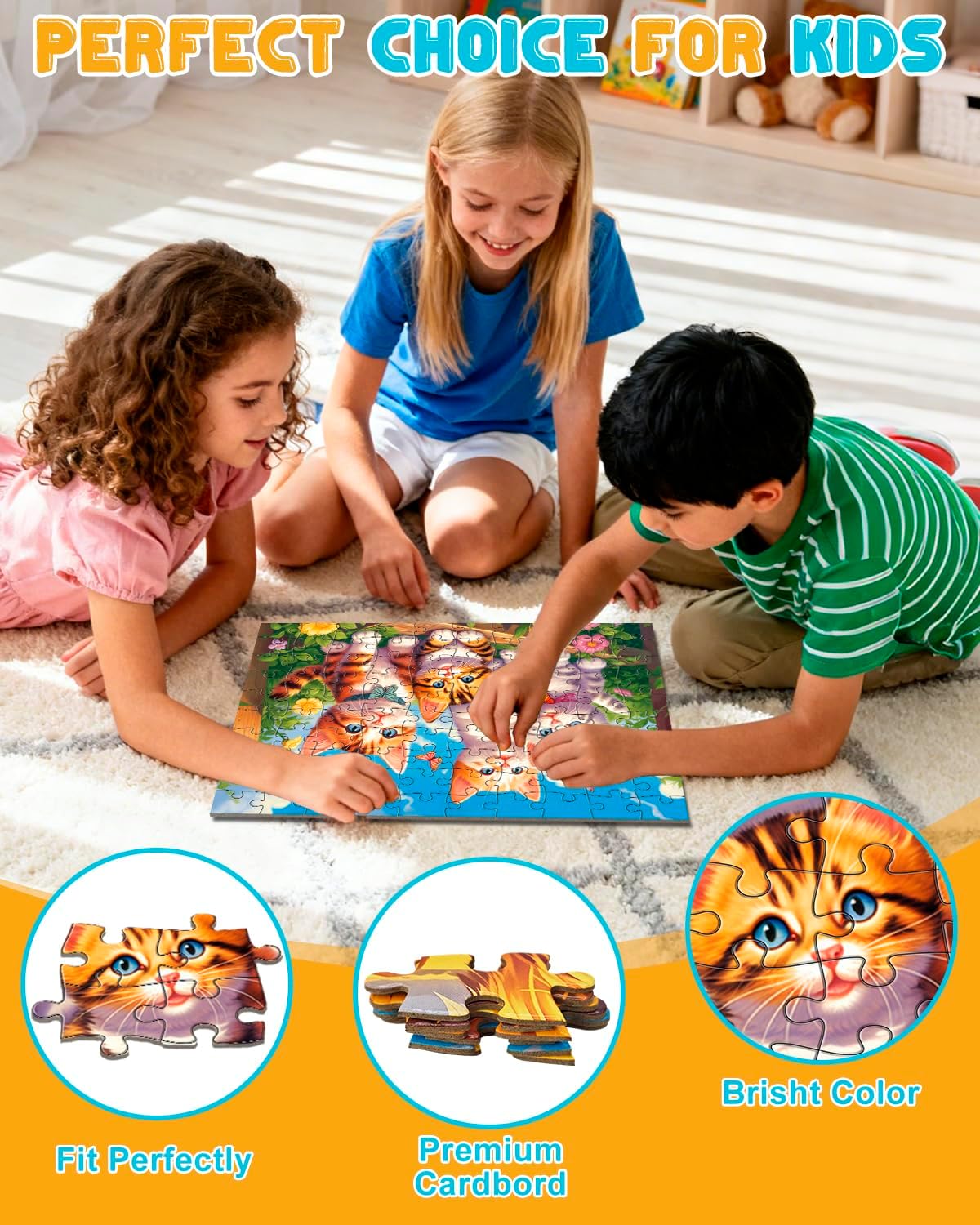 Yigney 100 Piece Puzzles for Kids - Ages 4-6 6-8 8-10 Year Old - Lions, Cats, Pandas, Tigers, Dogs, Turtles, 6-Pack Jigsaw Puzzles for Kids Learning Educational Toys for Boys and Girls