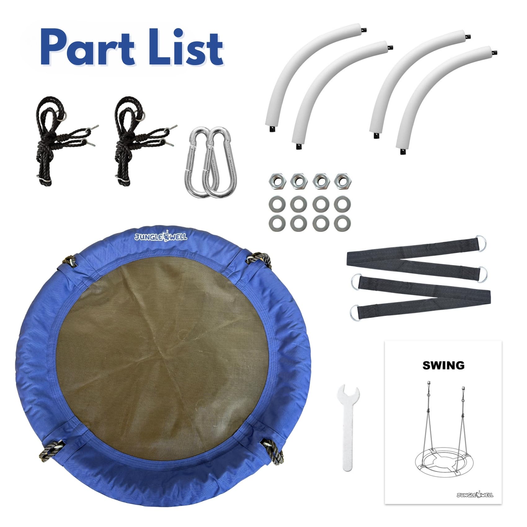 RPET - Dondolo a nido per bambini, capacità 160 kg, cinghie regolabili per alberi e 2 moschettoni, certificato UKCA e CE, per uso interno ed esterno (blu reale)
