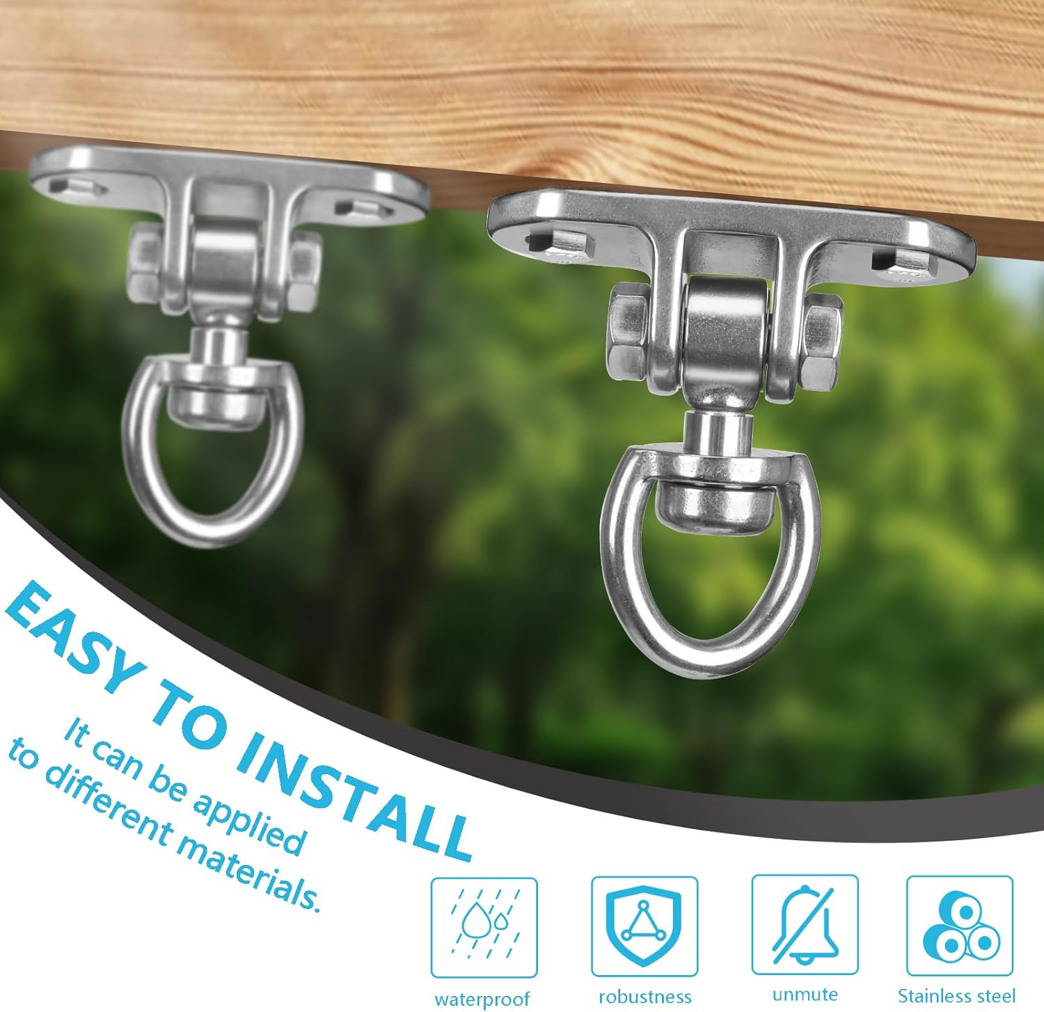 Heavy Duty Swing Hanger 1000 LB Capacity Stainless Steel Swing Swivel Bearing 360° Rotary for Playground Porch Yoga Seat Wooden Sets Indoor Outdoor - Image 4