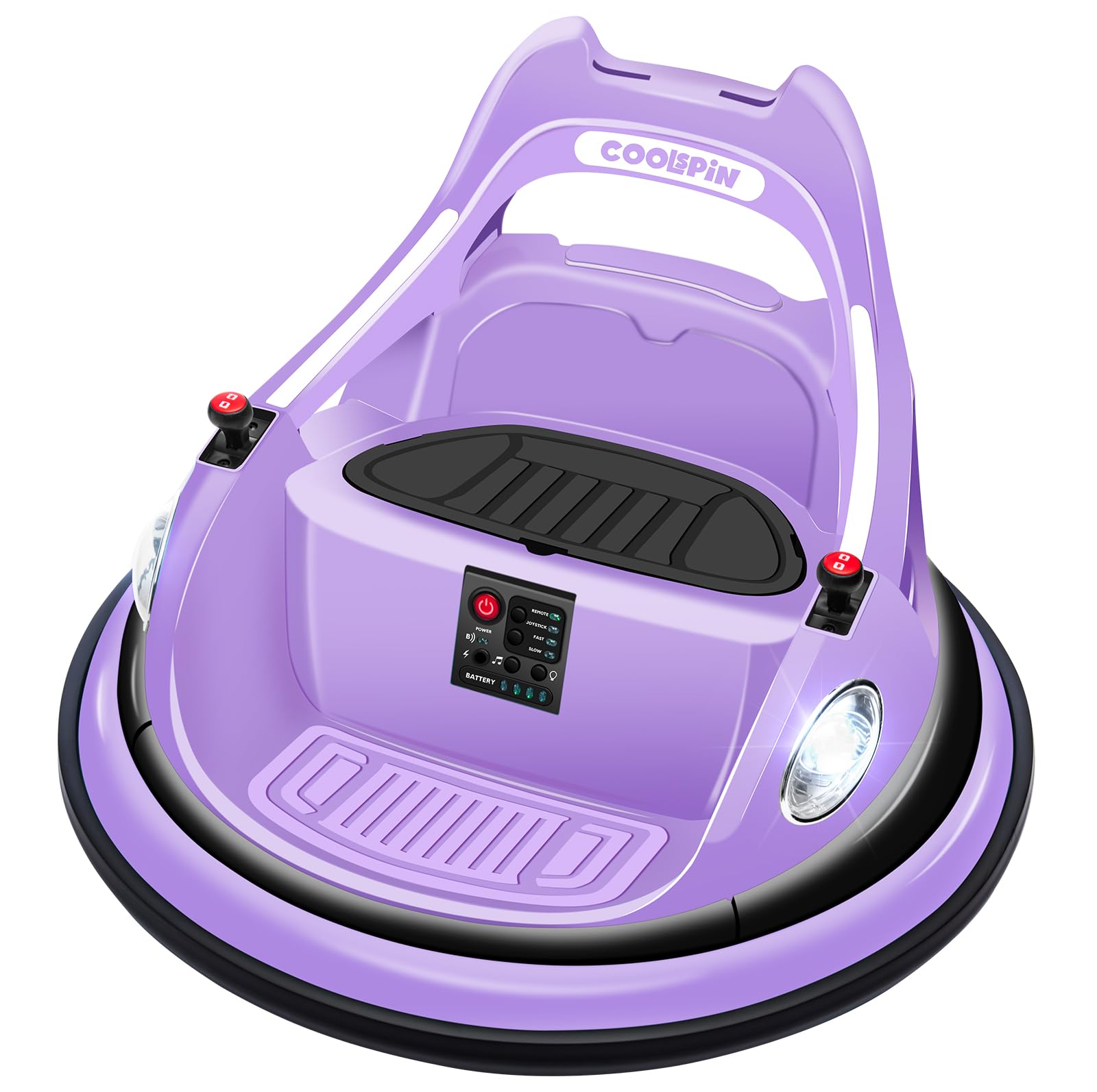 kids bumper car, 12v toddlers ride on car with remote control, 360 degree spin, led lights, music, baby electric bumper car, purple