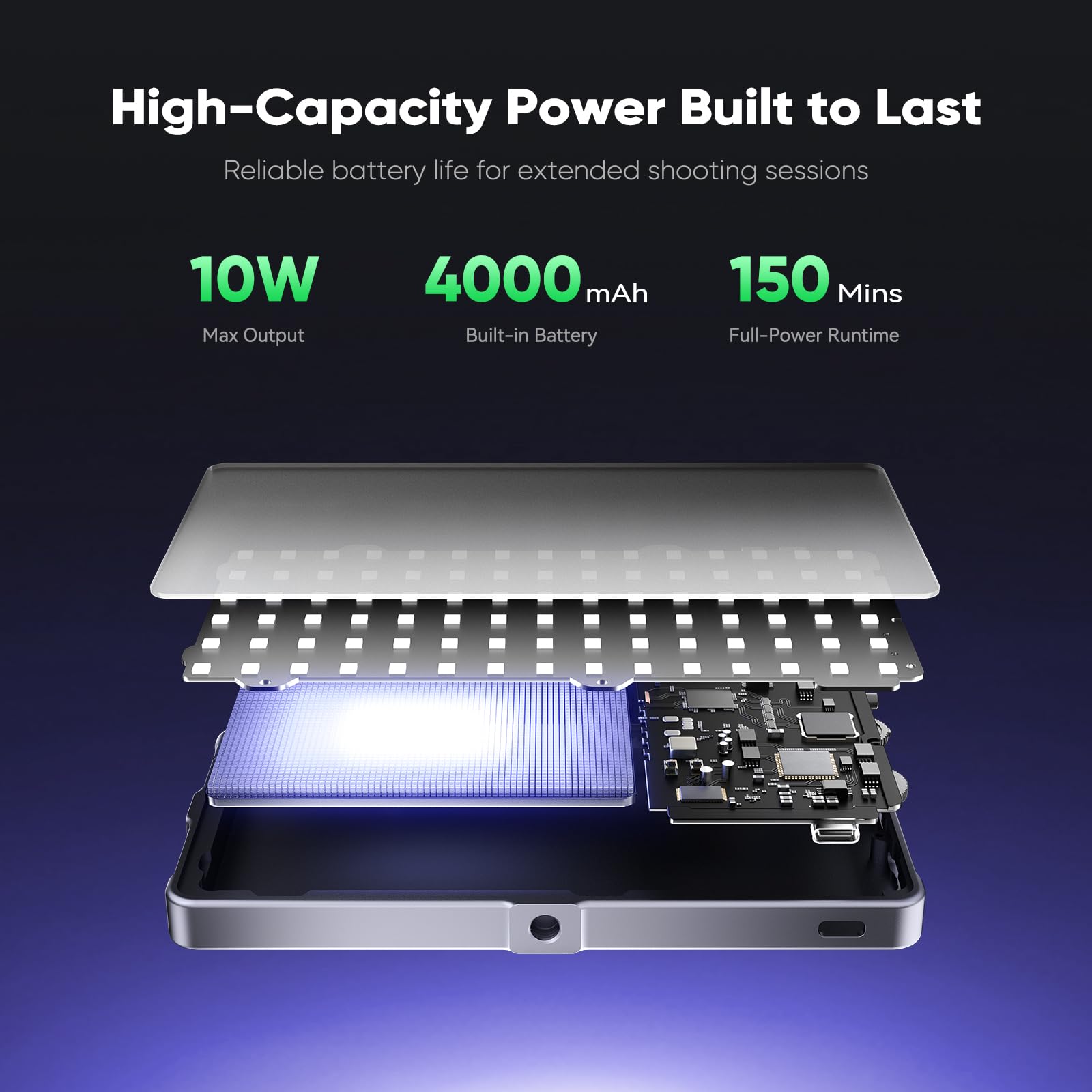 PHOTOOLEX X2049 Led Videoleuchte RGB, Tragbare Kamera Licht, 4000mAh