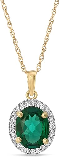 Miniatura 3 de Galaxy Gold GG Collar de oro amarillo macizo de 14 quilates con diamantes naturales y esmeralda genuina de 2.04 ctw de corte brillante pulido Grado