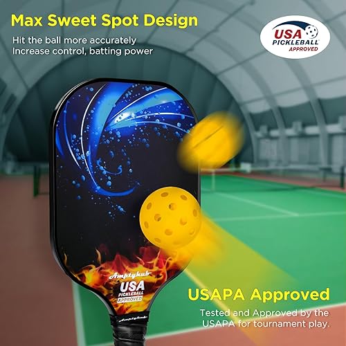 Miniatura 3 de Juego de 2 palas de pickleball de superficie de fibra de carbono, aprobadas por USAPA, núcleo de panal de polipropileno, agarre antideslizante que