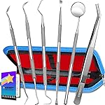 G.CATACC Dental Tools, Dental Pick Teeth Cleaning Tools Hygiene Kit, Plaque Remover for Teeth, Professional Stainless Steel Tooth Scraper Plaque Tartar Cleaner - with Case