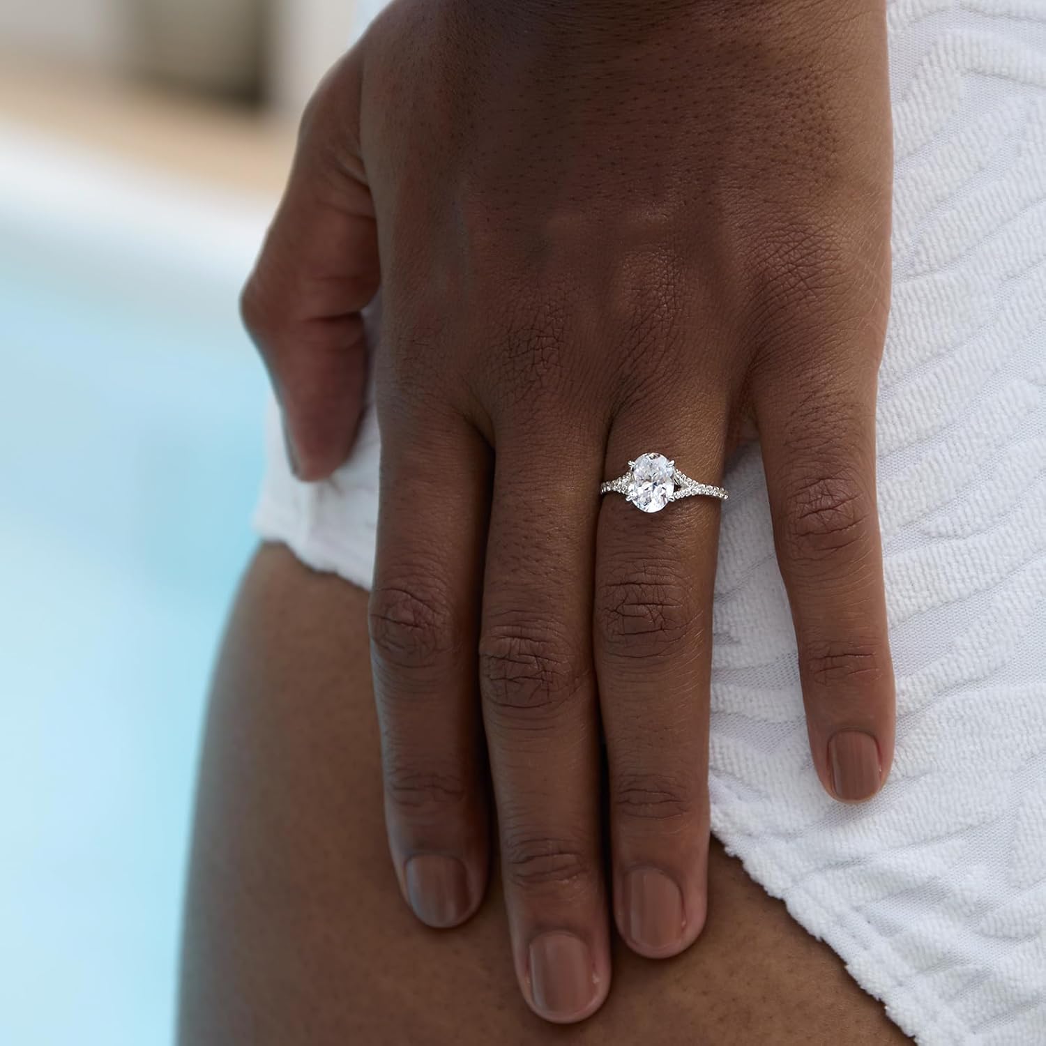 STORYJEWELLERY Wedding Rings for Women, Engagement Rings for Women 1.5 CT, Oval Ring, Silver Travel Ring, Gifts for Her - Image 2