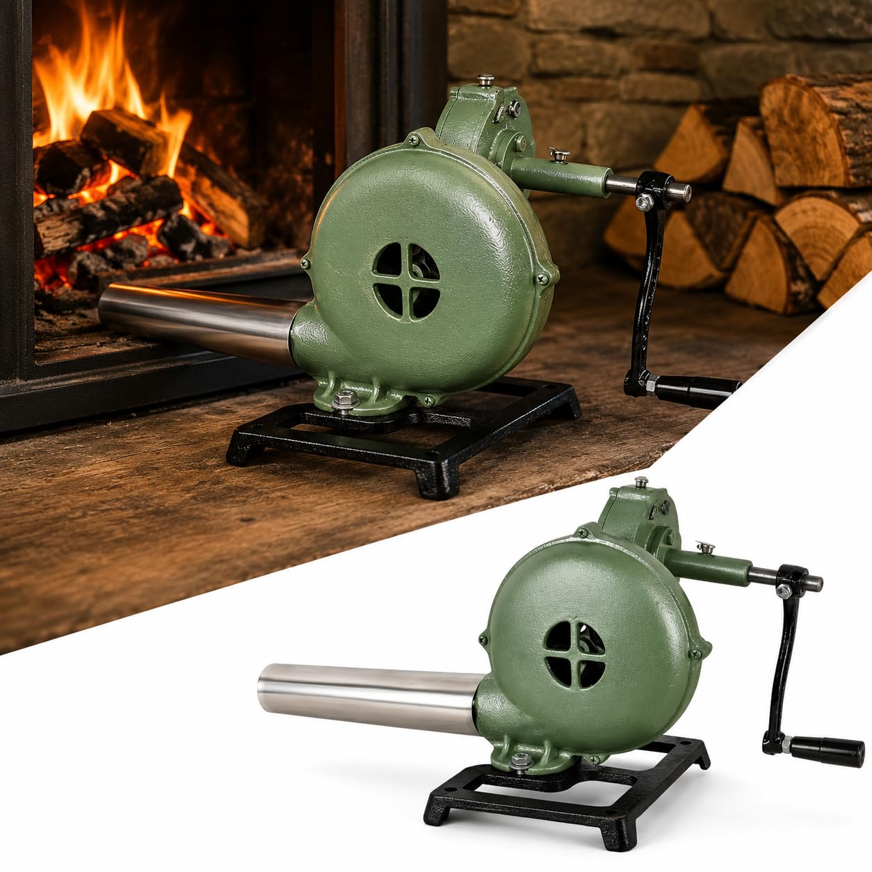 Jivinex Manual Hand Blower for Tandoor, Chulha & BBQ | Heavy-Duty Cast Aluminium Coal Forge Blower Machine – Smooth & Quiet Use with Oil Ports – Ideal for Tea Stalls, Camping & Home Cooking-image-10