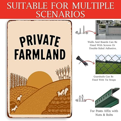 Miniatura 3 de Private Farmland Hills Poster Retro Kitchen Bedroom Motivation Living Room Signs 8x12 Inch Wall Decor Metal Sign Posters for Bathroom Garden Farm