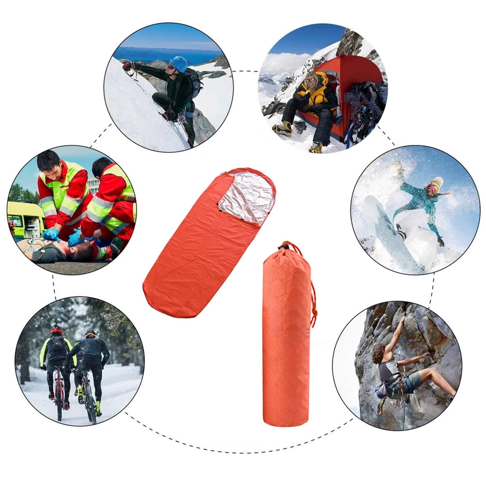 WEISUYUUS Thermal Survival Bivvy Sacks for Camping Outdoor Emergencies Thermal Blanket Survival Sleeping Bag Emergencies Bivvy Bag