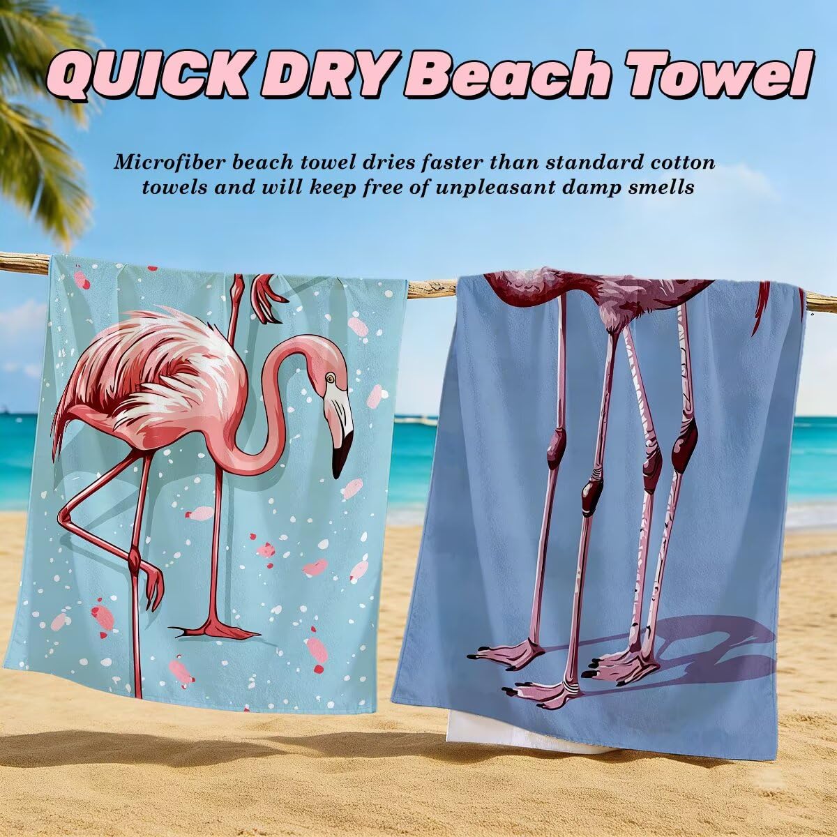 Juego de 2 Toalla Playa Grande 90x180 cm, Secado Rapido Toalla Microfibra Gimnasio, Antiarena Toallas de Playa Animal, Grande Ligera Compacta Toallas Microfibra Mujer Hombre para Viaje Piscina -4746