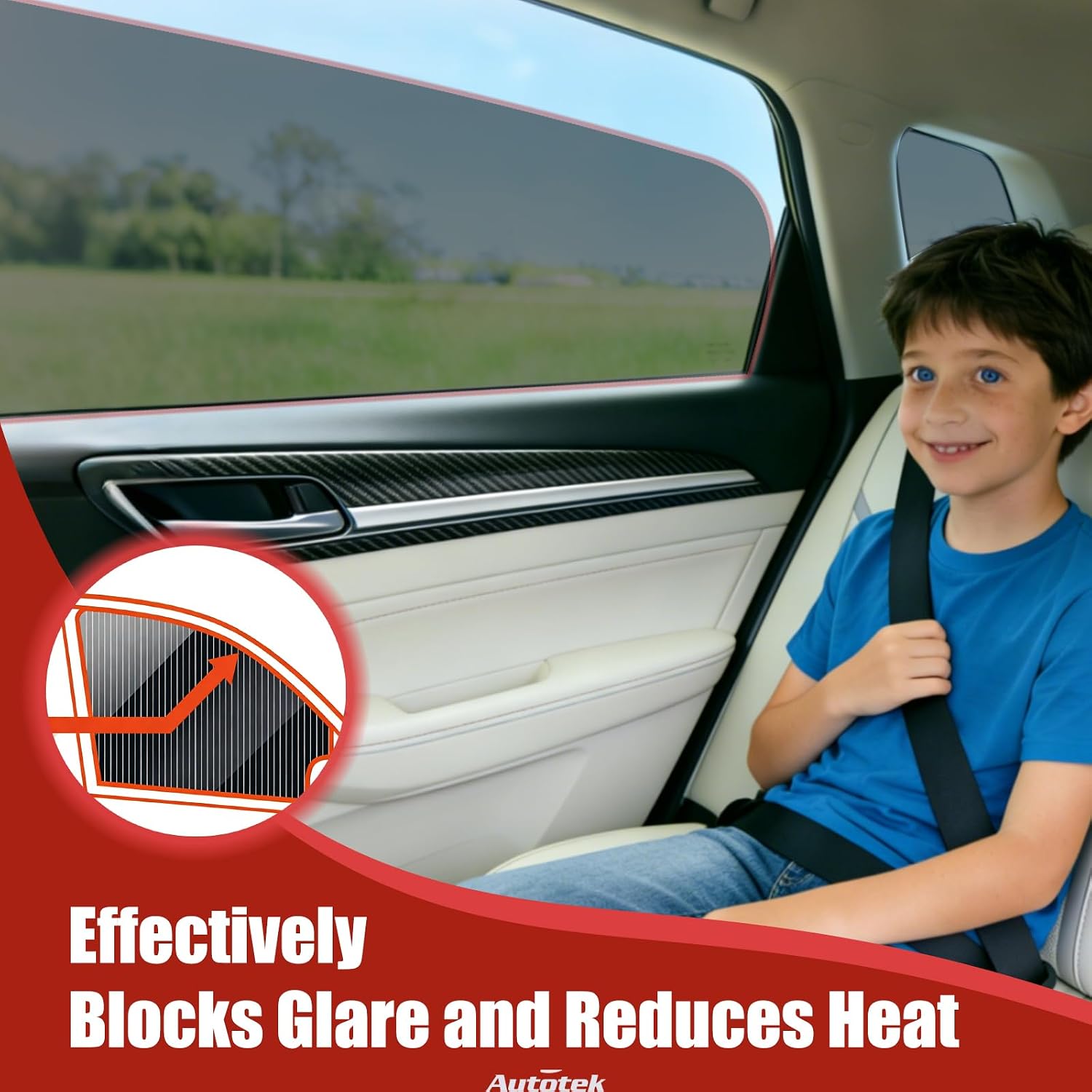 AUTOTEK Window Tint Film for Tesla Model Y 2020-2024, Precut Sun Strip and Front Side Window Tint for Glare, Heat Blocking & Privacy Protection, 2Ply Computer Cut Tint Shade for Car DIY, Black