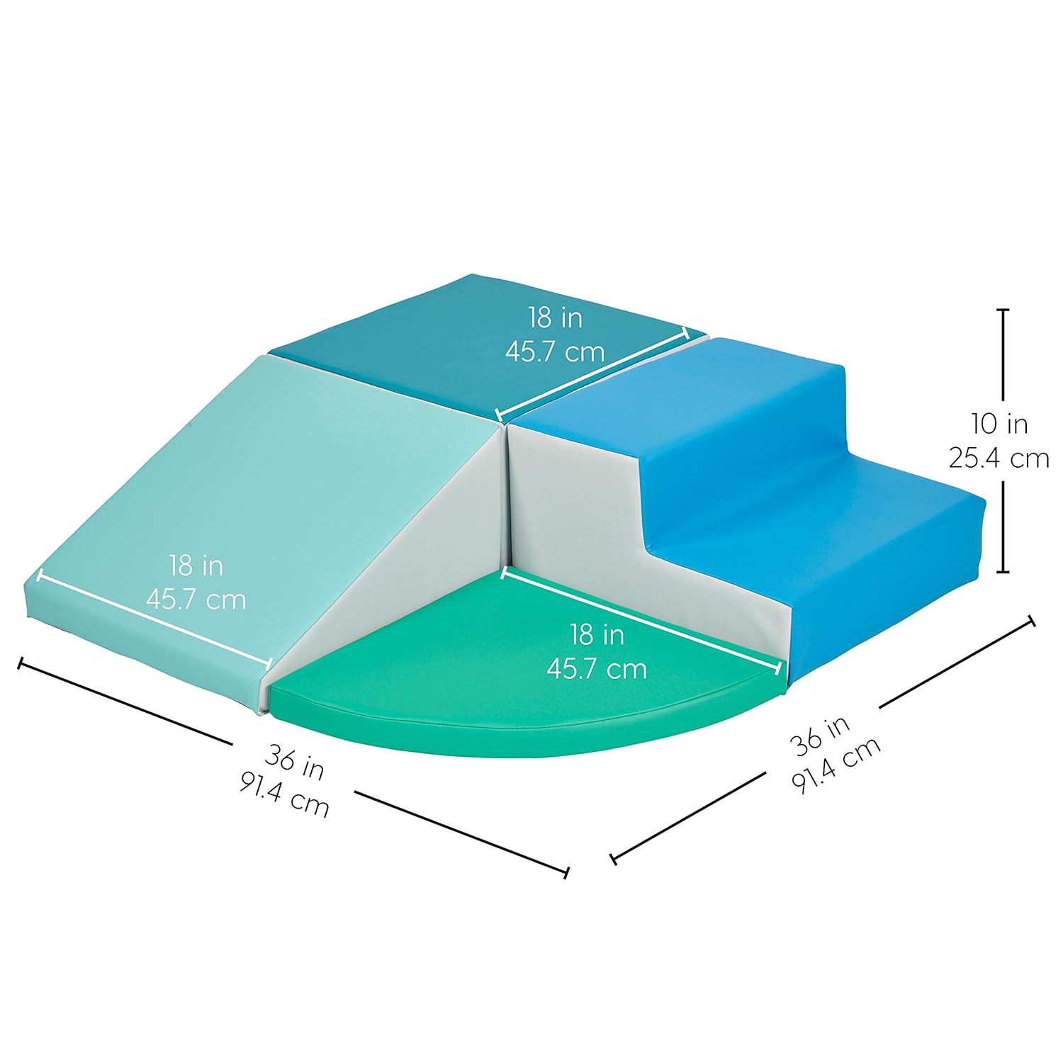 Factory Direct Partners 11619-CTGN SoftScape Toddler Playtime Corner Climber & FDP SoftScape Space Saver Foldable Children's Play Mat - Soft, Sturdy 1.5 inch Thick Foam, 3-Fold Floor Mat