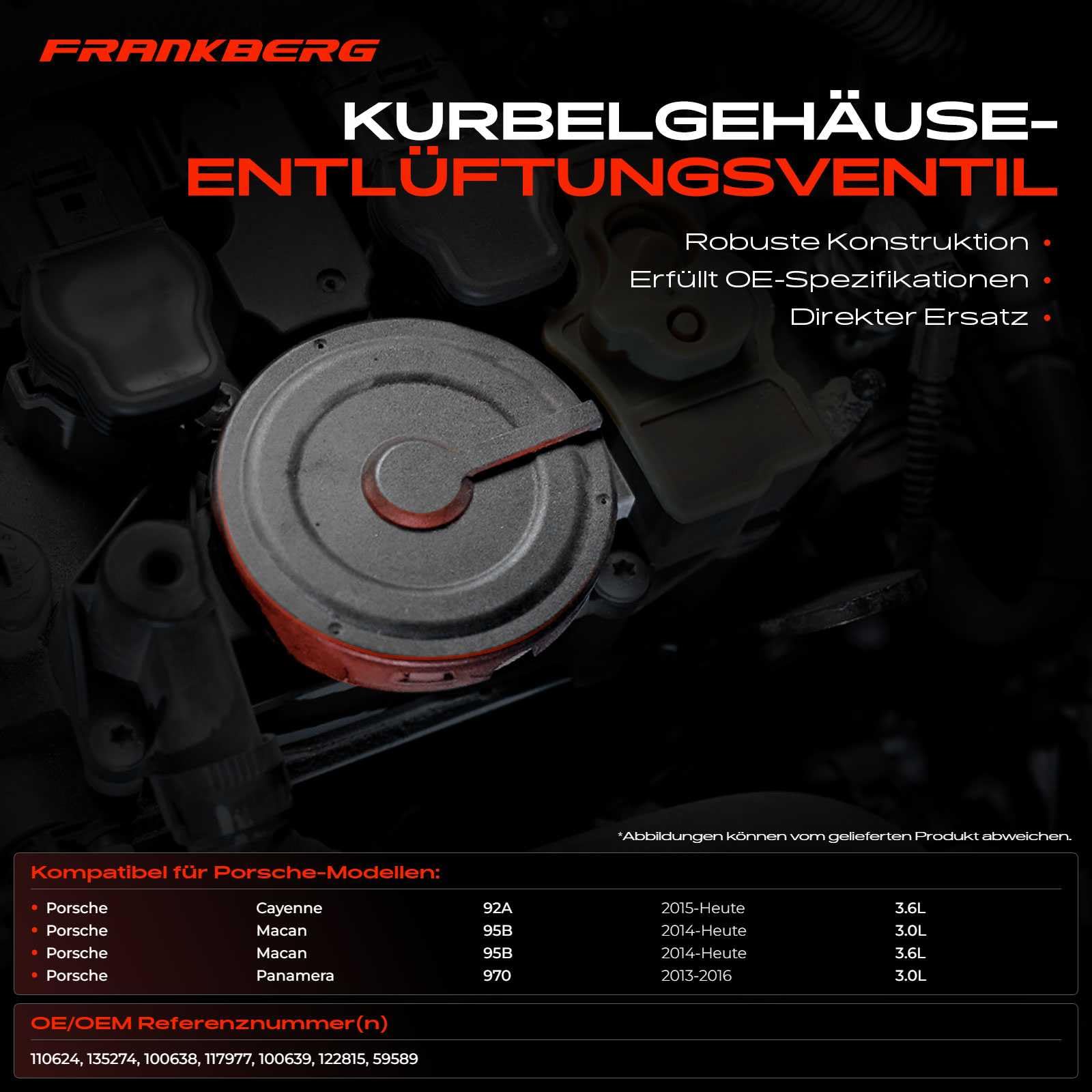 Frankberg 2x Kurbelgehäuseentlüftung ölabscheider Benzin Links Rechts Kompatibel mit M.a.c.a.n 95B 3.0 S M.a.c.a.n 95B 3.0 GTS Replace# 94610723077