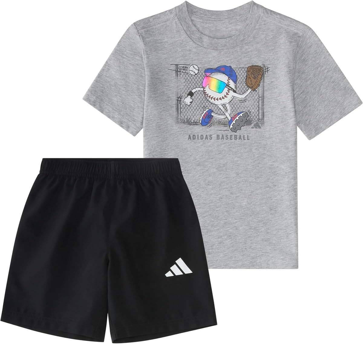 Conjunto de camiseta con gráfico Heather para niños y pantalones cortos tejidos (Bebé)