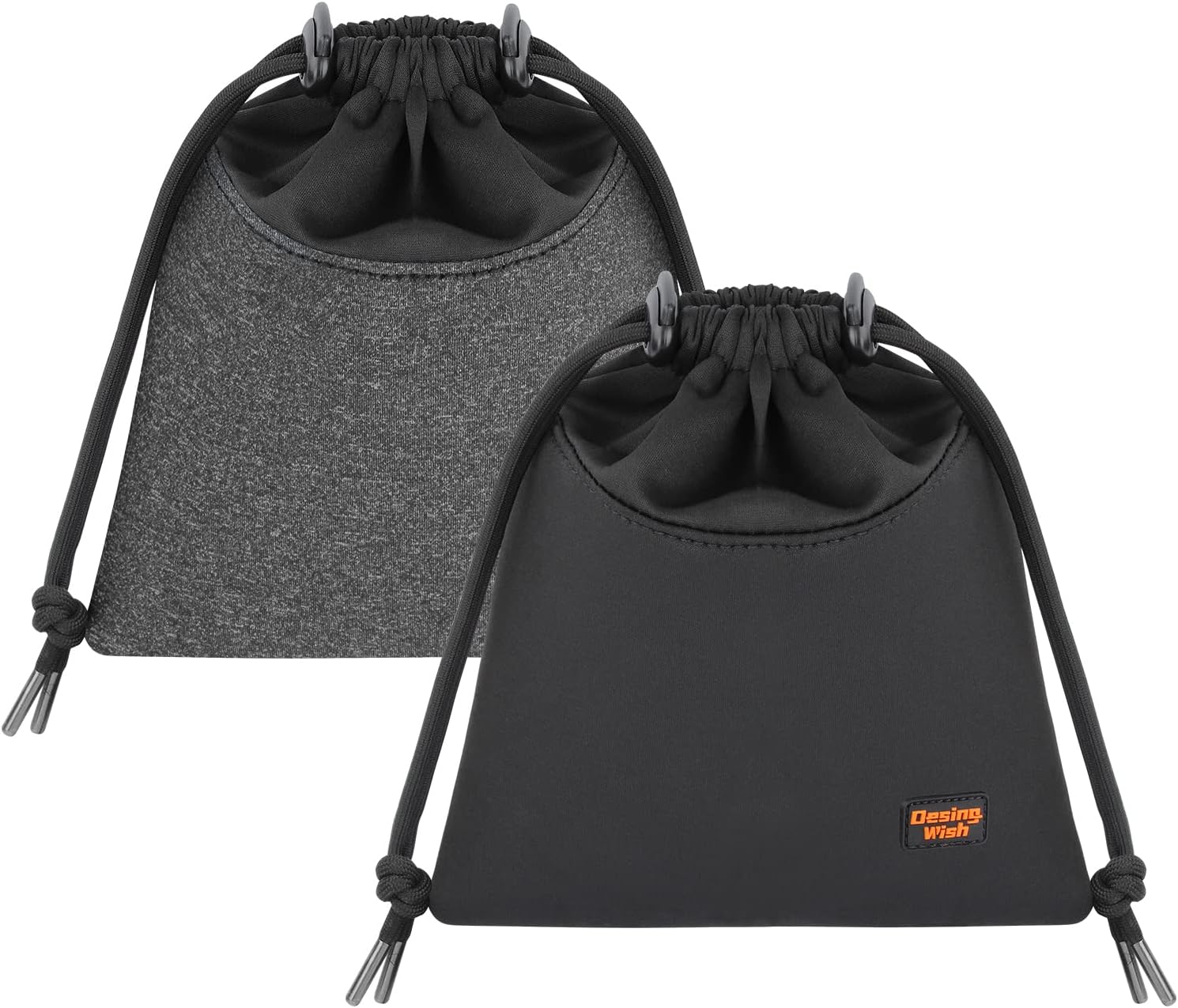 Desing Wish Headphone Storage Bag, 2 Pack Lightweight Headphone Carrying Pouches Headset Case Bag Travel Pouch for Headsets Overhead Headphones Neckband Earbuds (Large Black, Large Grey)