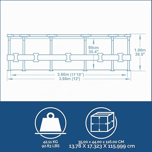 Bestway Steel Pro MAX - Set per piscina con pompa filtro, Ø 366 x 100 cm, effetto legno (quercia), rotondo - 8